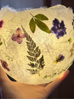 Pressed Botanical White Paper Lantern - Floral Accent